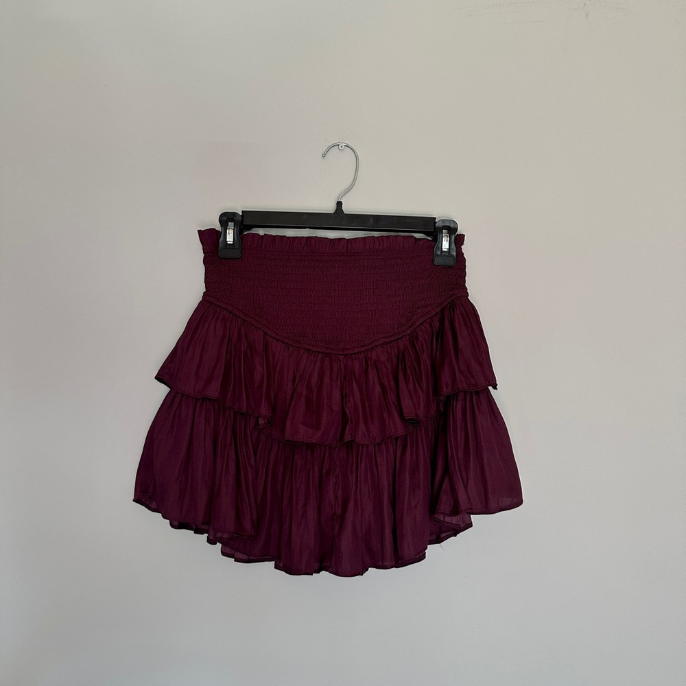 Anthropologie Mustard Seed Purple High Waisted Smocked Mini Skirt Size S